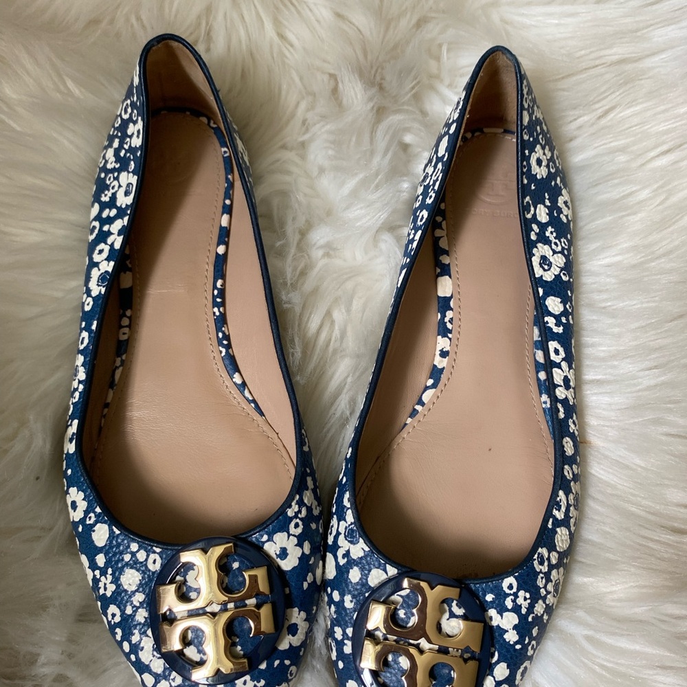 Tory Burch Blue Floral Women's Flats size 11